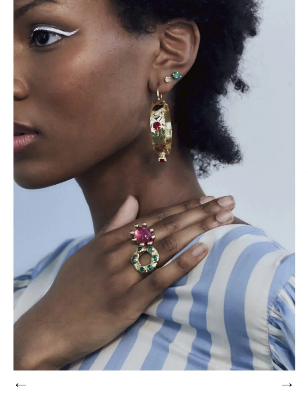 Gold Hoop Earrings with Red Gemstone Details - Women Jewelry